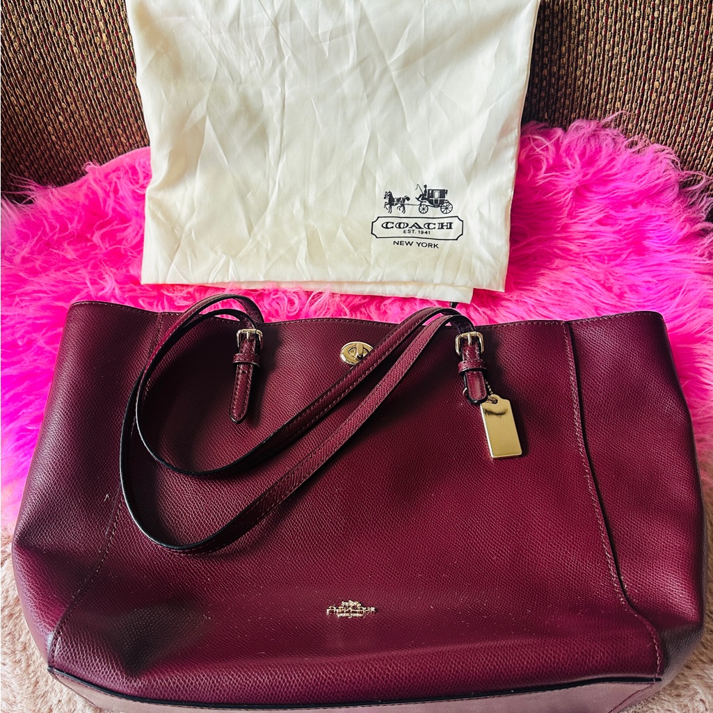 Coach Dark Red Leather Tote